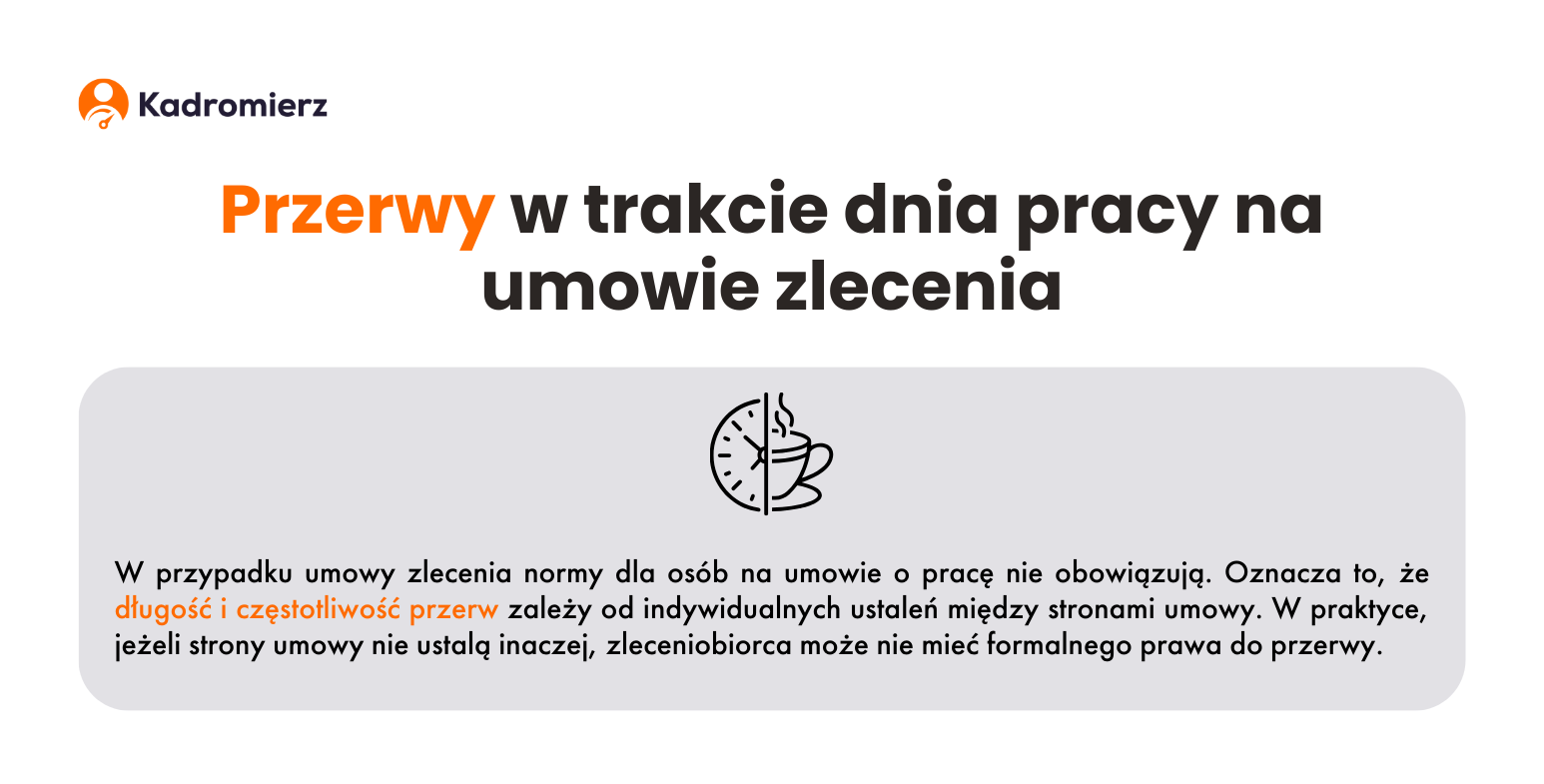 Przerwy w trakcie pracy przy umowie zlecenia