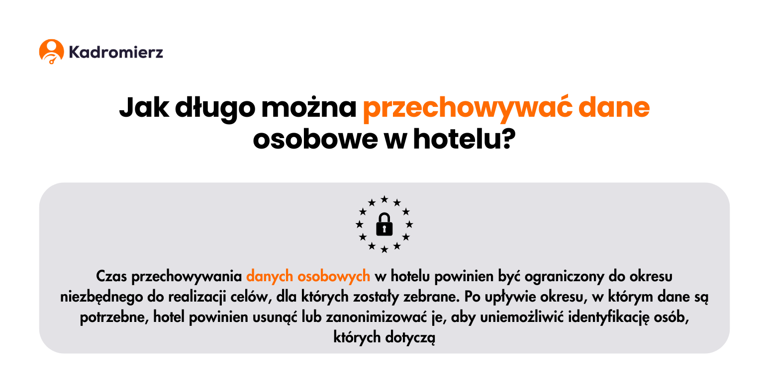 Jak długo można przechowywać dane osobowe w hotelu?