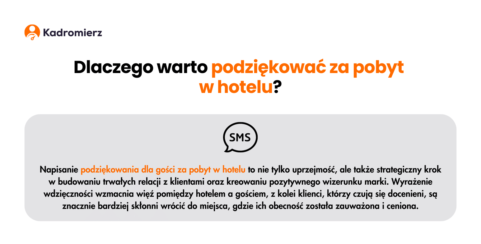 Podziękowanie dla gości za pobyt w hotelu