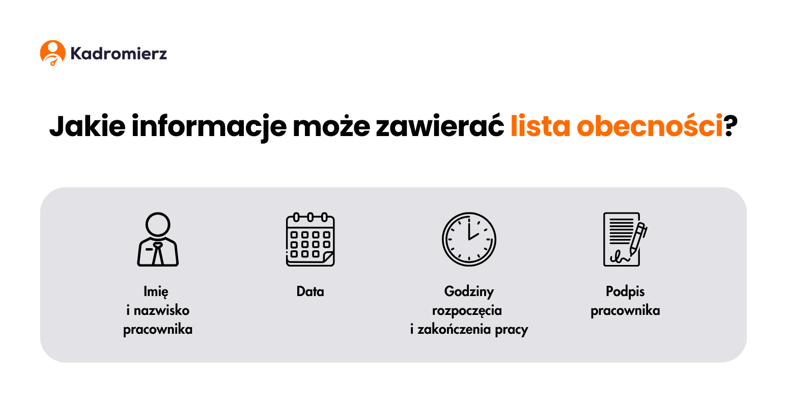 Jakie informacje może zawierać lista obecności